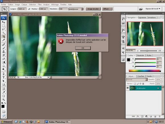 voici le message sur CS3