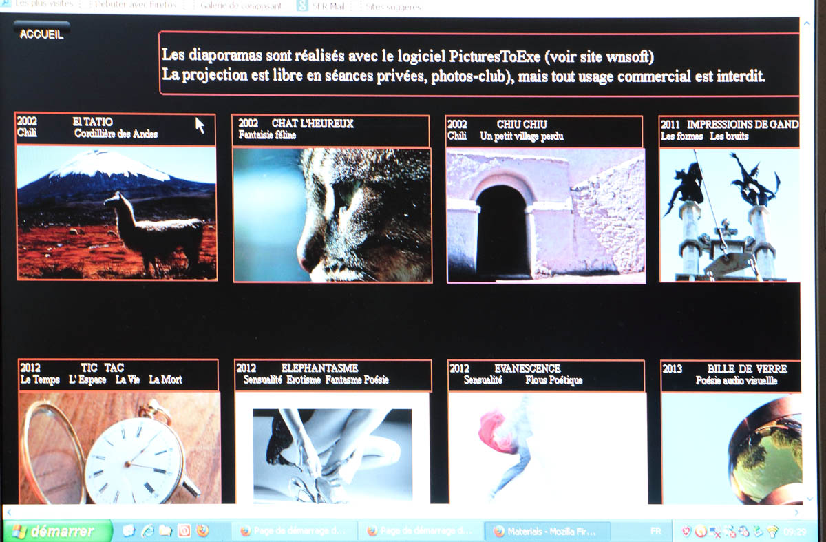 et la page Diaporamas